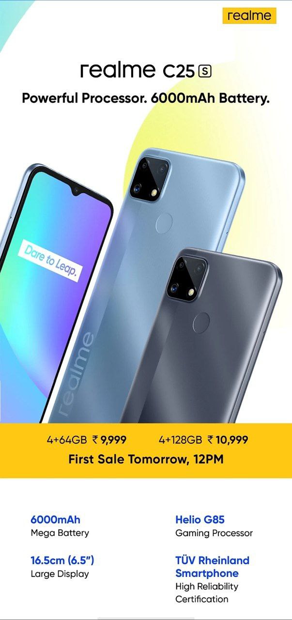 Realme C S Launched With Mediatek Helio G Soc Mah Battery