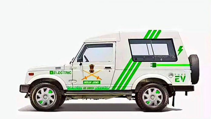 Indian Army old Maruti Gypsy converted Electric Vehicle