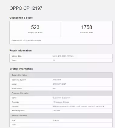 Oppo A74 5G spotted on Geekbench revealing key specifications