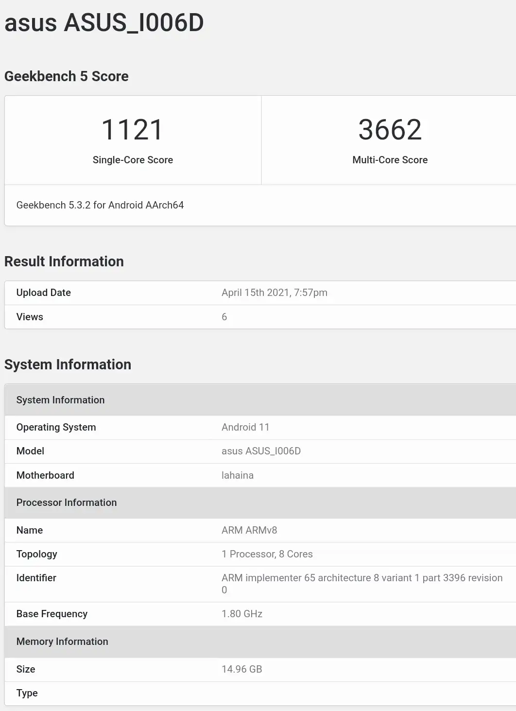 Asus Zenfone 8 Mini spotted on Geekbench, revealed key specifications