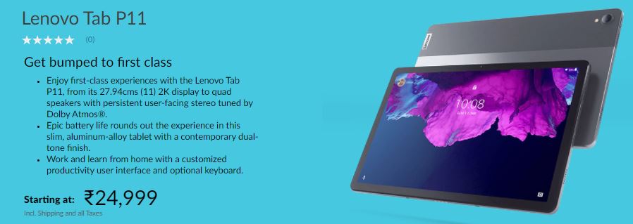 Lenovo Tab P11 launches in India, priced at ₹24,999