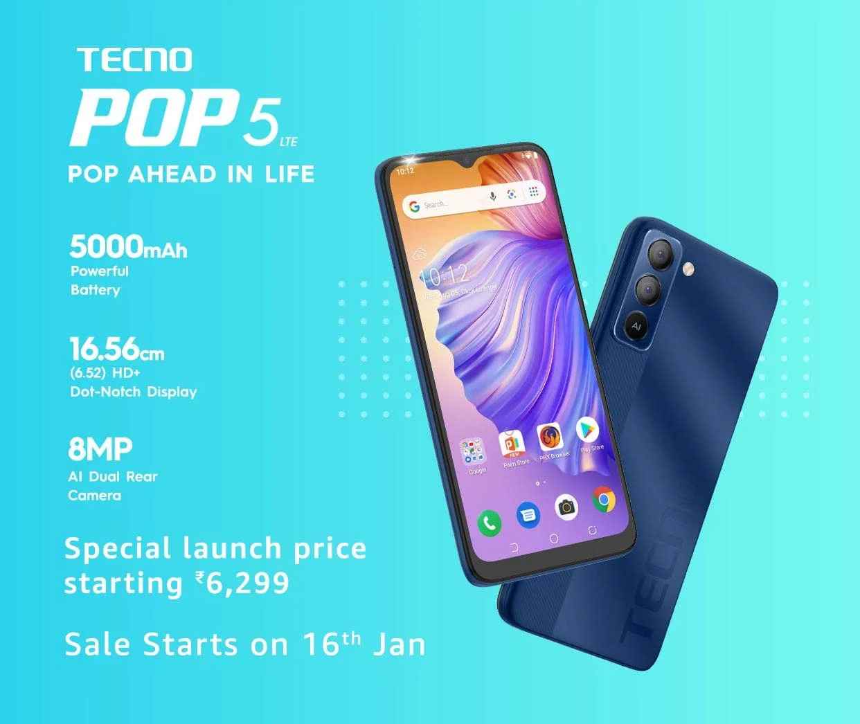 Tecno Pop 5 Lte With 5000mah Battery Mediatek Helio A25 Launched In