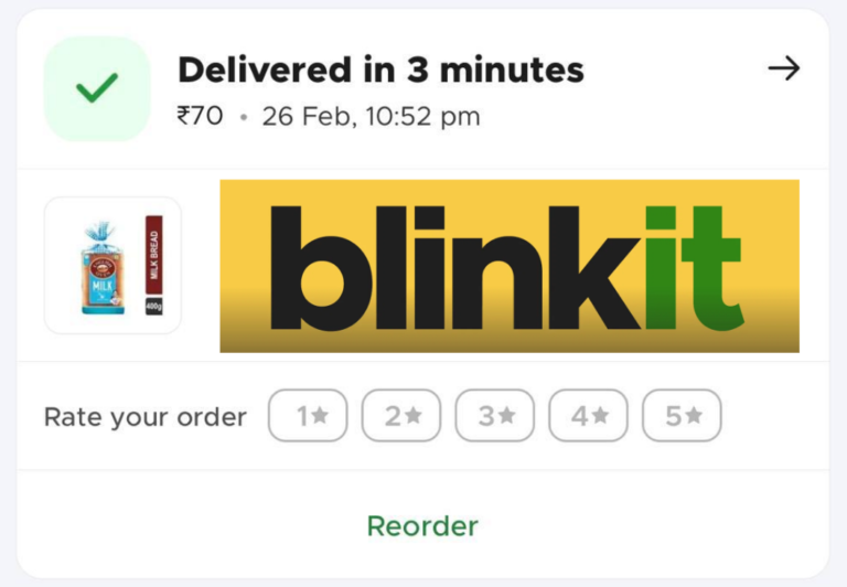 Blink it Shatters Delivery Speed Records: Grocery Item Delivered in Under 3 Minutes!