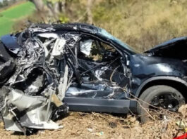 Tata Harrier destroyed in a horrific road accident